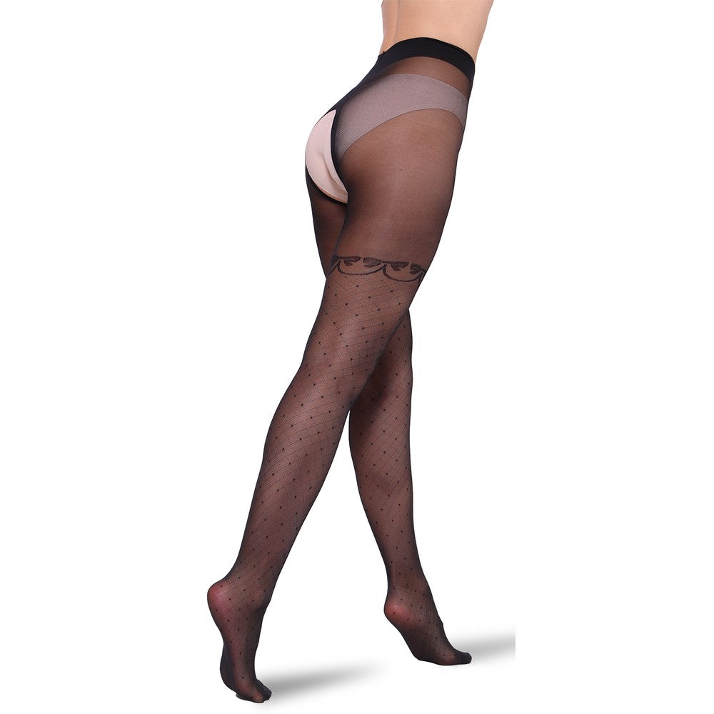 Ouvert Strumpfhose Intimo Afina 40 DEN mit Netz Muster Nero