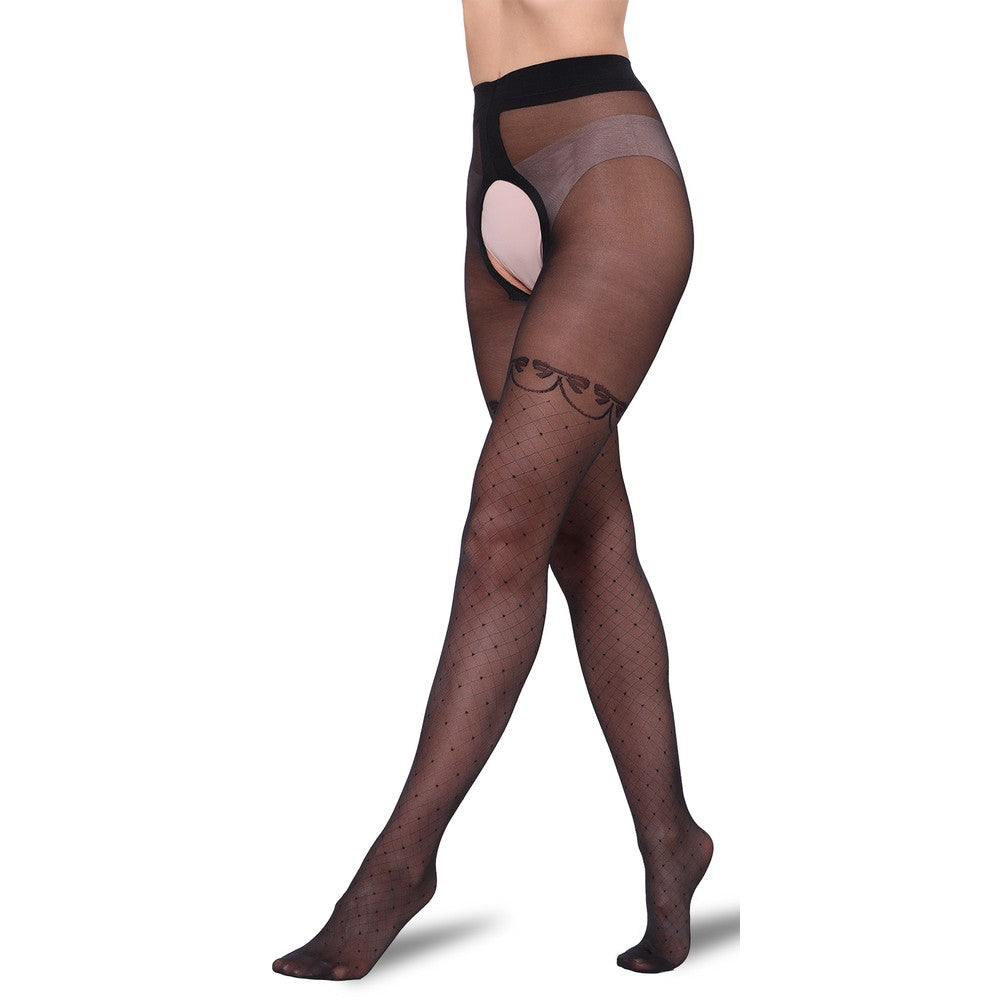 Ouvert Strumpfhose Intimo Afina 40 DEN mit Netz Muster Nero