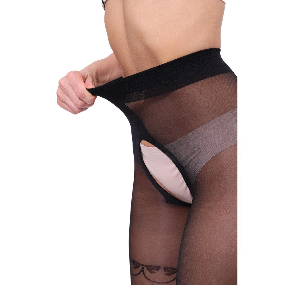 Ouvert Strumpfhose Intimo Afina 40 DEN mit Netz Muster Nero
